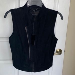 BCBGMAXAZRIA Faux Suede Zipper Moto Vest Jacket